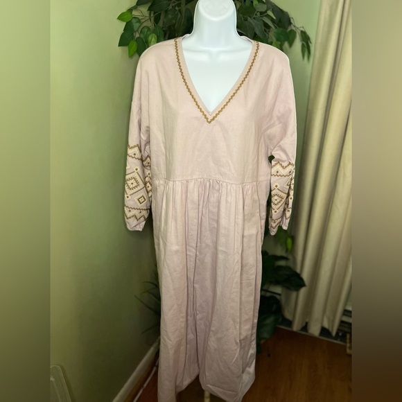 MADEWELL Embroidered Sleeve Popover Midi Dress Size Medium - Picture 1 of 13